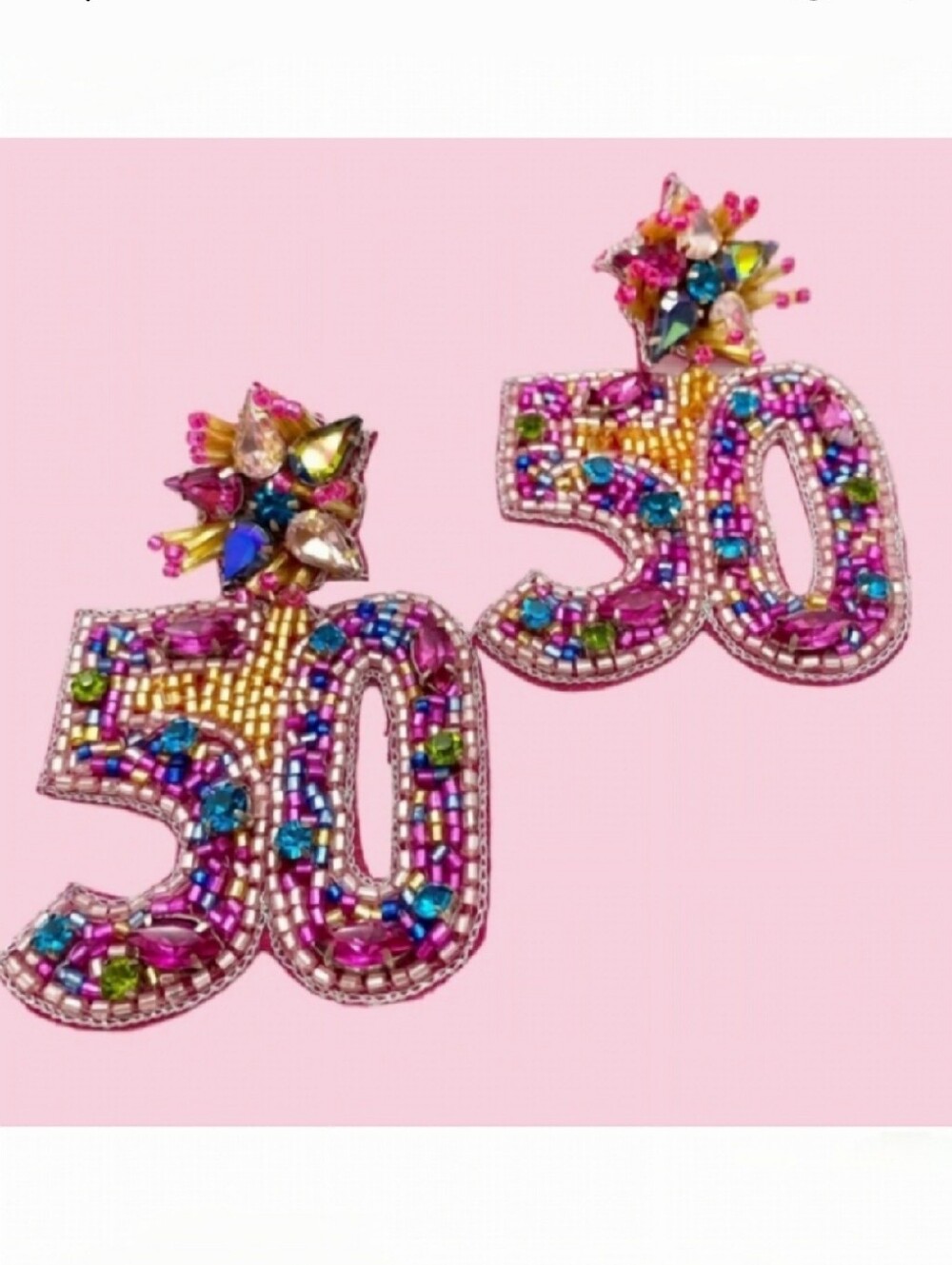 🌺50th Birthday Earings Beaded 50th Milestone Gifts 50th Birthday Accessories